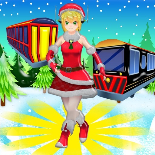 App Snow Girl & Santa Running : Xmas Train Surfers