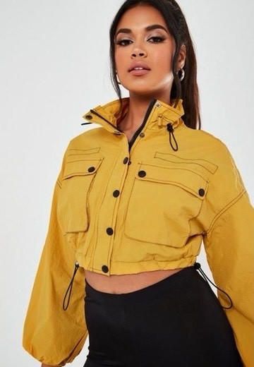 Mustard cropped utility jacket