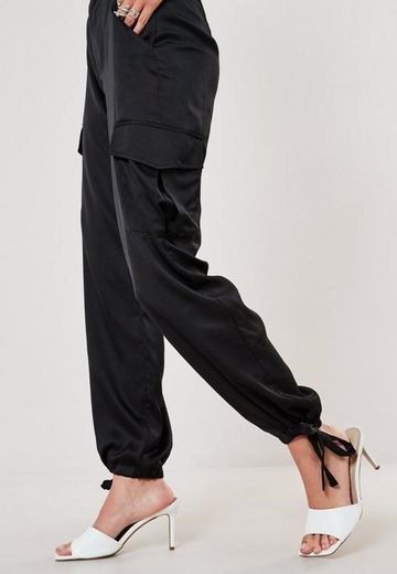 Satin tie Cuff joggers 