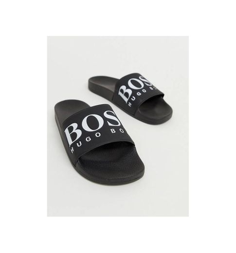 Boss logo Sliders in black