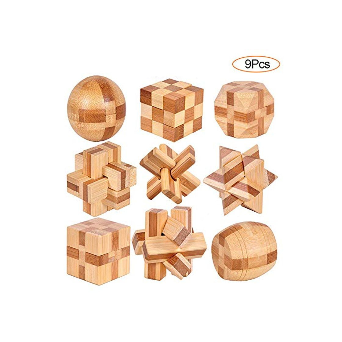 Producto YGZN 9 Piezas Cubo Rompecabezas 3D de Madera del Enigma Juego Puzle