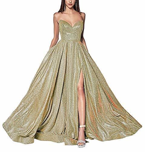 Social Women's Sparkly Sweetheart Prom Party Dress Glitter Formal Ball Gown