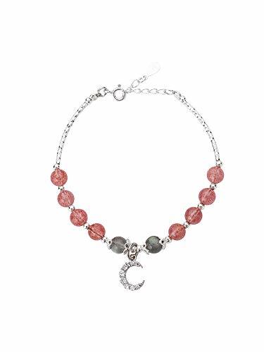 Place Pulsera De Plata Moonstone Little Star Bracelet Female Simple Mori Strawberry Crystal