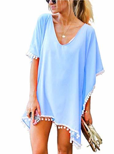 Social heekpek Womens Chiffon Tassel Beach Dress Swimwear Bikini Bathing Suit Beach Cover