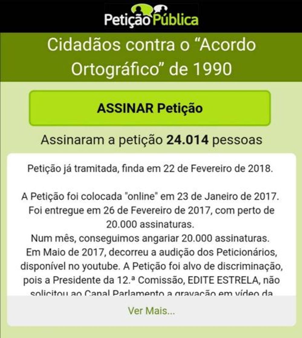 Moda Petição Pública: Contra o Novo Acordo Ortográfico