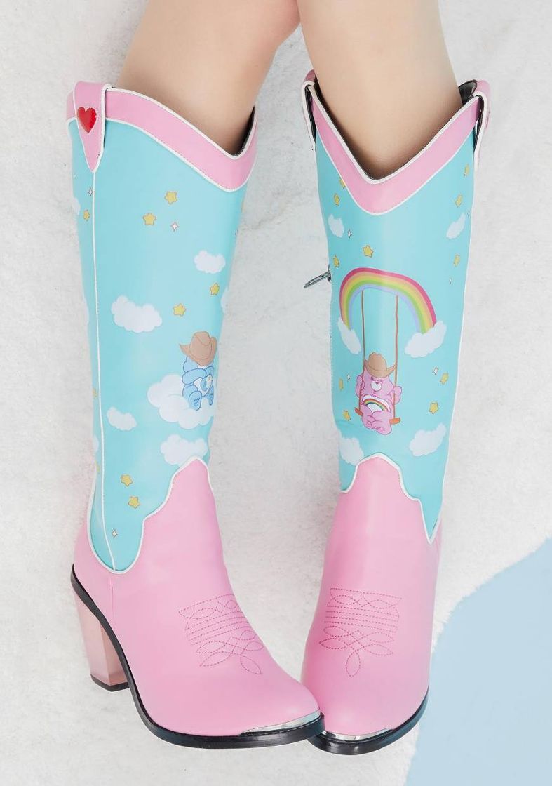 Moda Dolls Kill X Care Bears Rainbow Cowboy Boot - Blue Pink | Dolls Kill