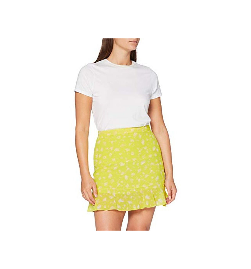 Fashion Calvin Klein Print Flare Skirt Falda, Amarillo