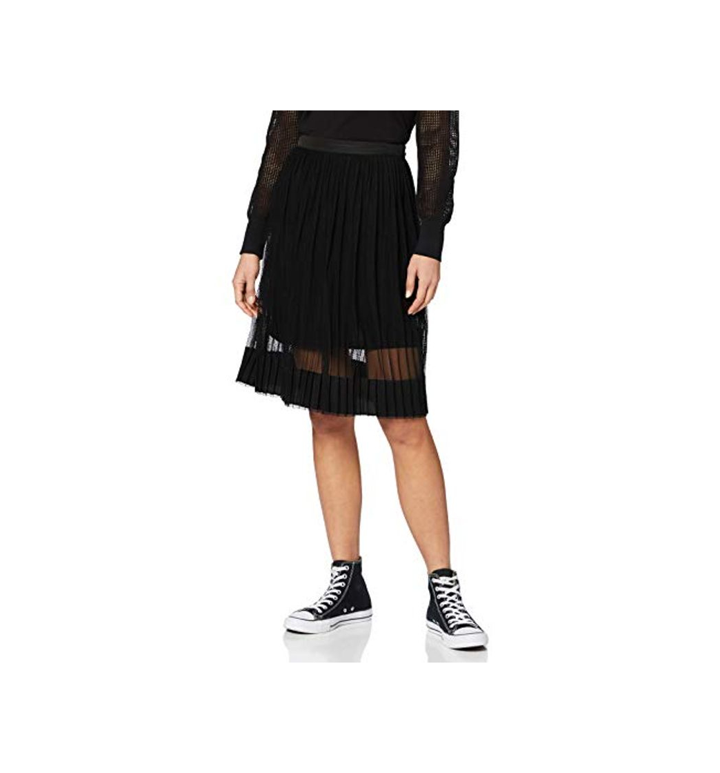 Fashion Calvin Klein Pleated Mesh Skirt Falda, Negro