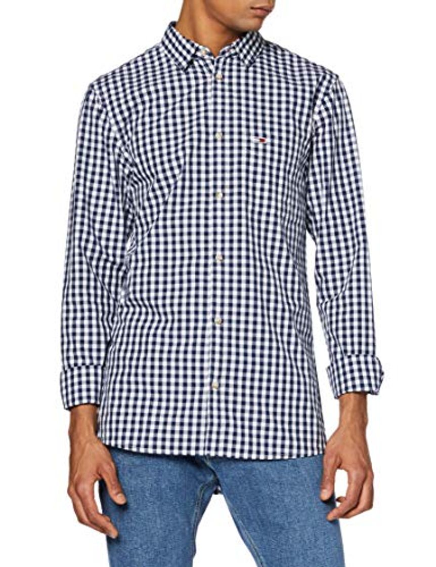 Moda Tommy Hilfiger TJM Overdye Poplin Check Shirt Camisa, Blanco