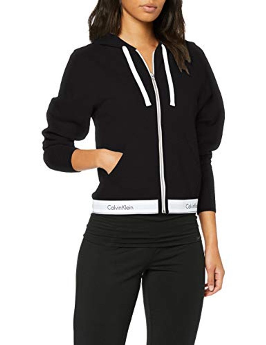 Moda Calvin Klein Top Hoodie Full Zip Capucha, Negro