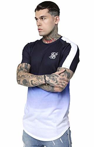 Camiseta Siksilk Curved HEM Fade SS tee Navy Blue White