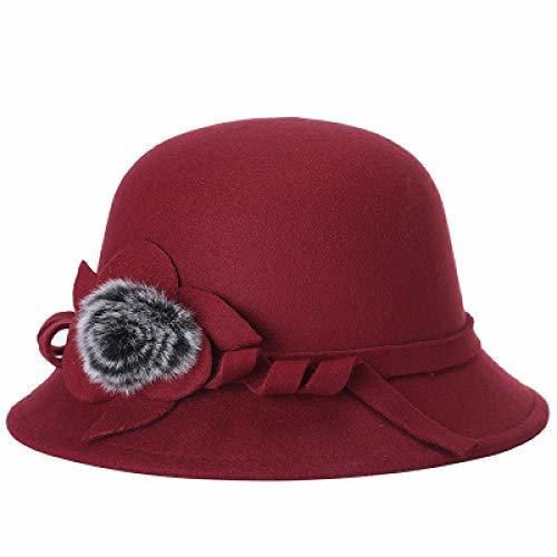 YYWDJSMZ Sombreros de Fieltro Bowler Derby para Mujer Bola de Pelo Fedoras