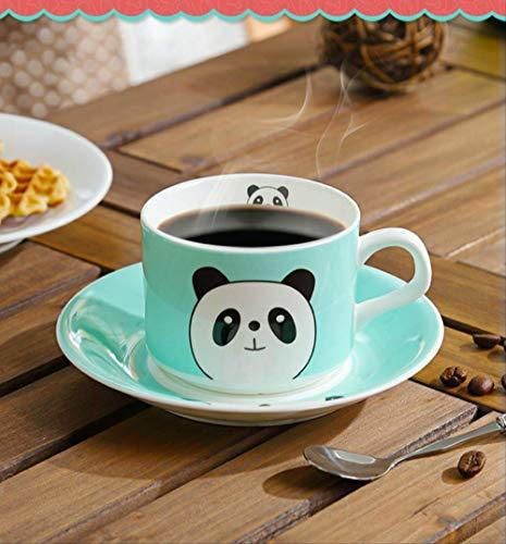 HYOUH Porcelana_de_huesoCoreano Kawaii Dibujos Animados Taza de café Juego de platillos Tasse