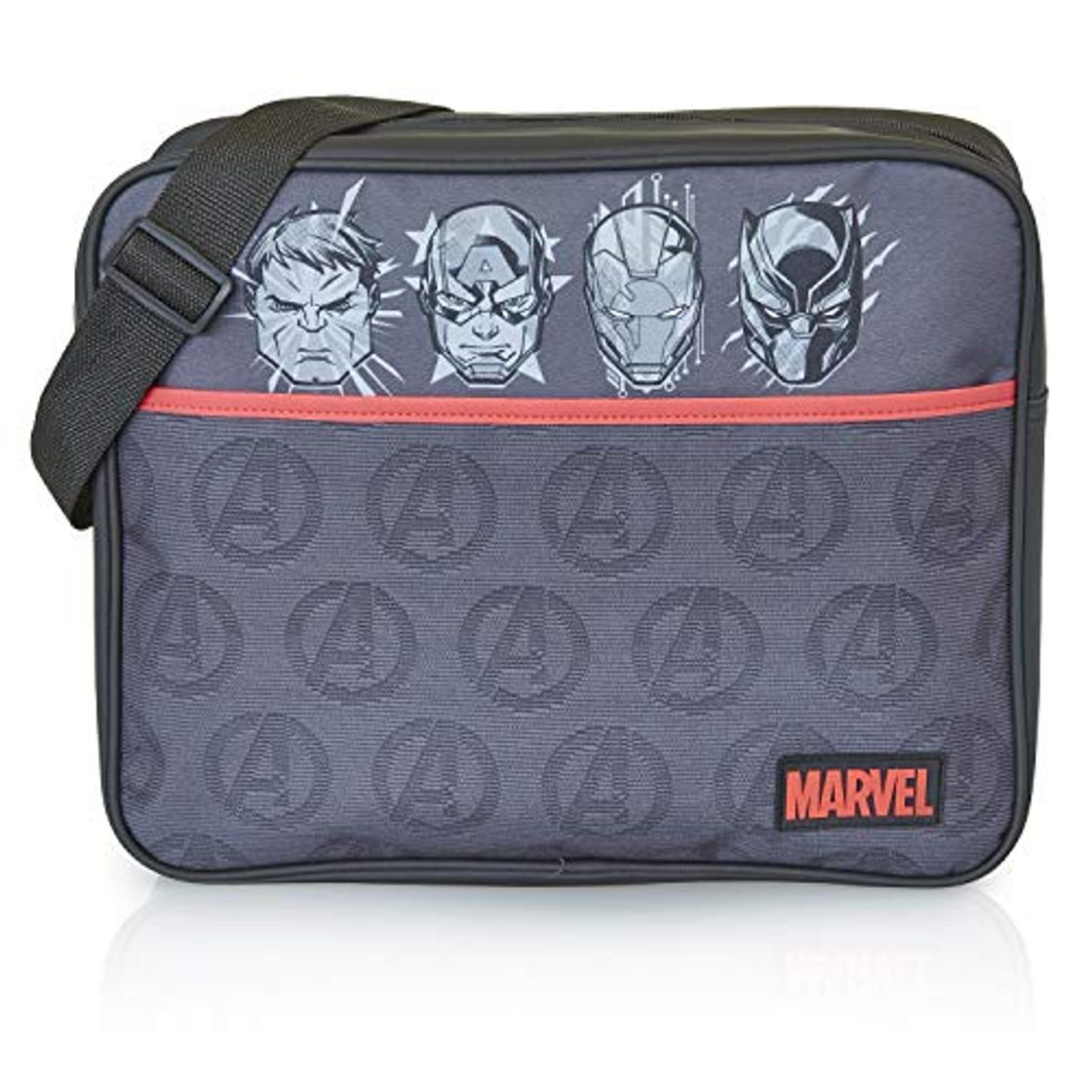 Moda Marvel Avengers Mochila Bandolera Negra con Captain America, Iron Man Hulk y