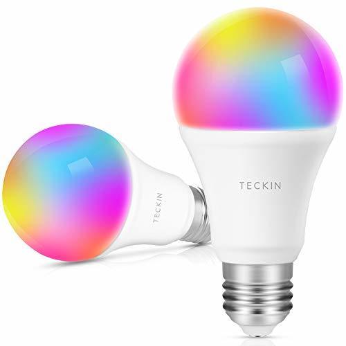 Social TECKIN Bombilla LED inteligente WiFi ajustable y lámpara multicolor Funciona con Google