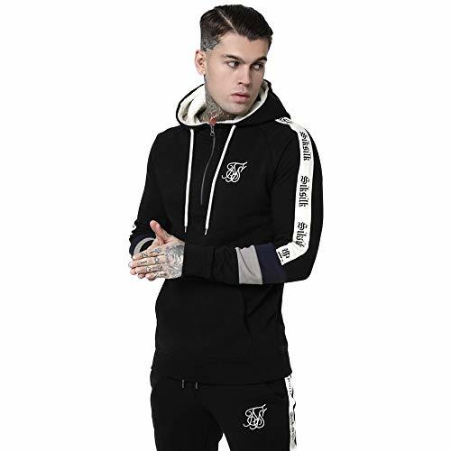 Product SIKSILK Borg Overhead 1/4 Zip Retro Tape Hoodie