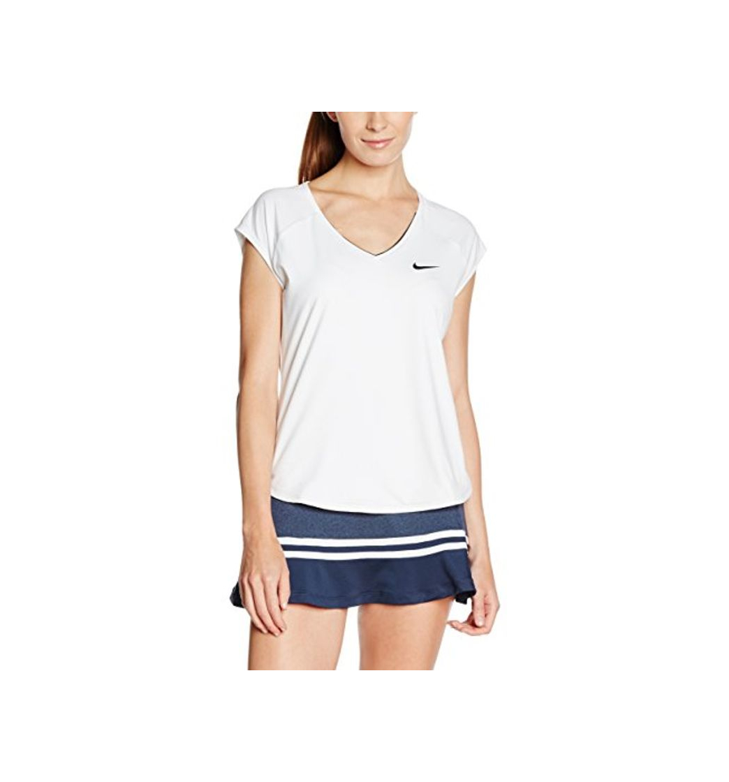 Fashion NIKE Pure Top Camiseta de Manga Corta, Mujer, Blanco