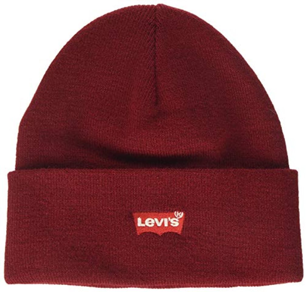 Moda Levi's Red Batwing Embroidered Slouchy Beanie Gorro de punto, Rojo