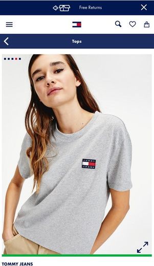 Tommy Badge Recycled Cropped T-shirt 