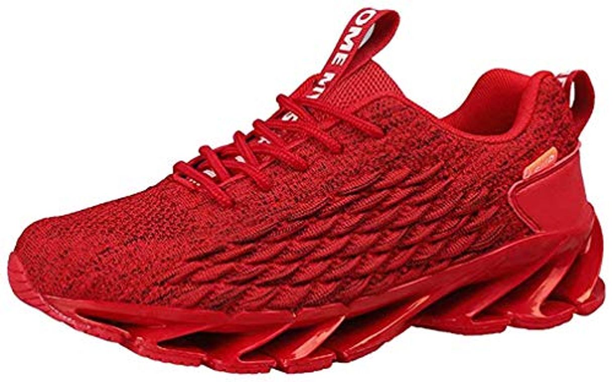 Moda Zapatos Deporte Hombre Zapatillas De Running Transpirables Deportivas Gimnasio Correr Aire Libre Sneakers Rojo 43