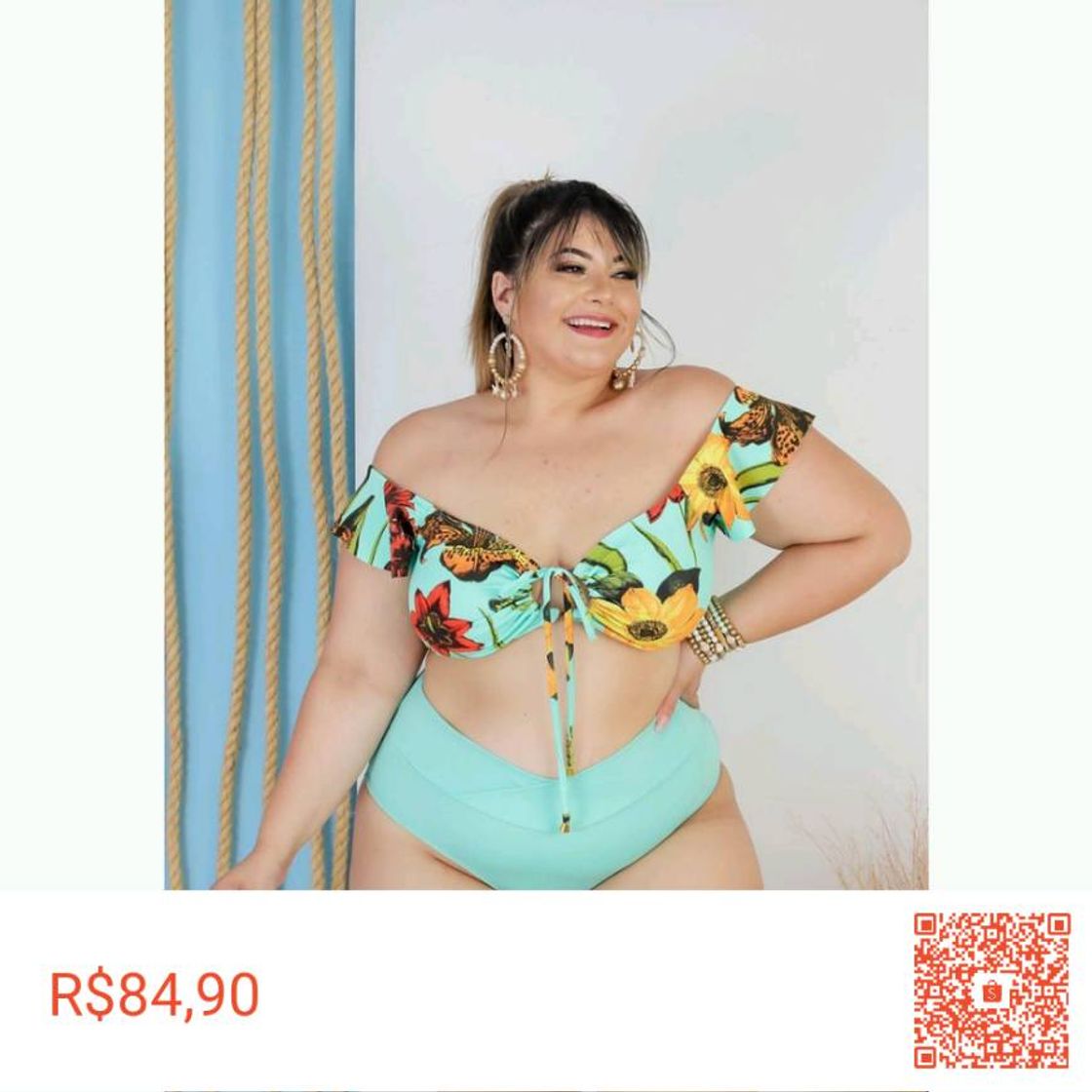 Fashion Biquíni Plus Size Calcinha cintura Alta Estampado! 