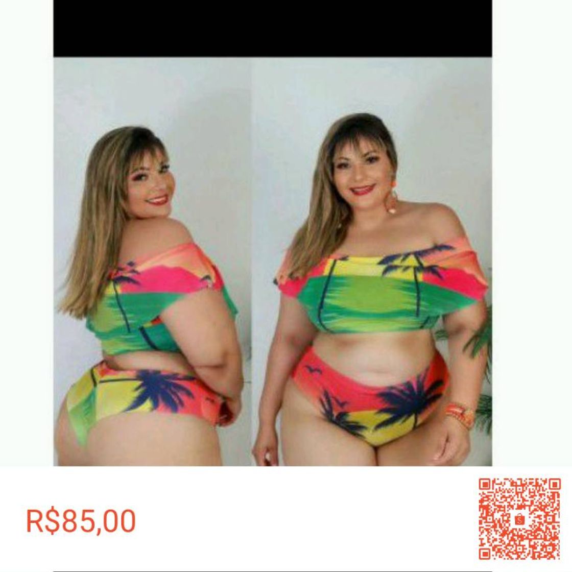 Fashion Biquíni Plus size cropped e calcinha alta! 