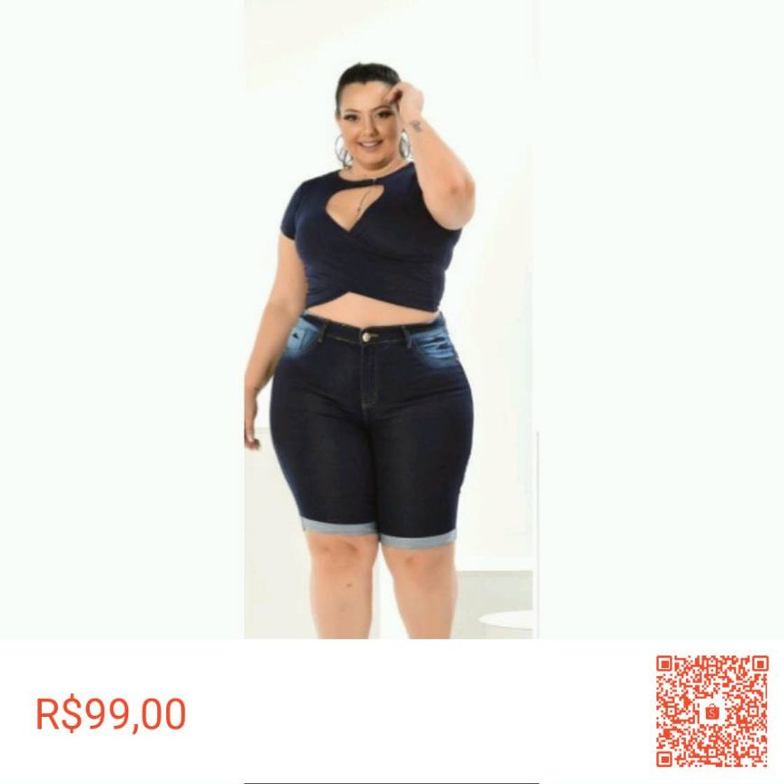 Fashion Bermuda jeans ciclista com cinta modeladora! 👖