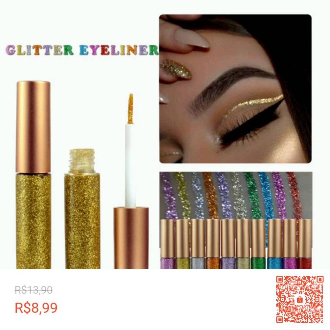 Fashion Delineador Glitter Purpurina Perolado à Prova D’Água! ✨