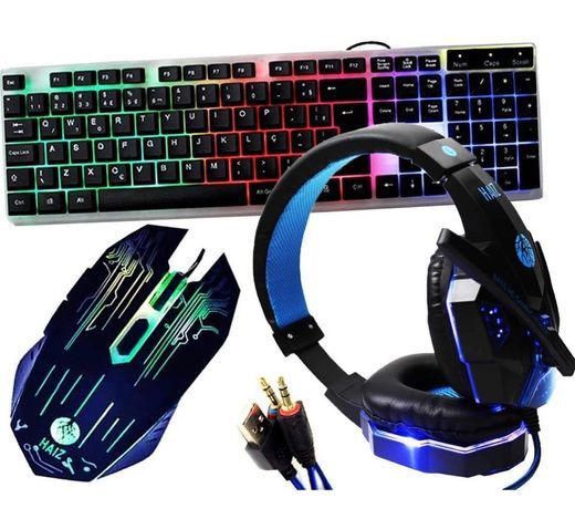 
Kit Gamer Haiz Teclado Mouse Fone Headset 5.1 Led Hz22