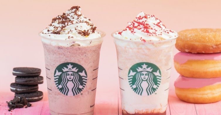 Moda Frappucino strawberry doughnut e cookies and cream