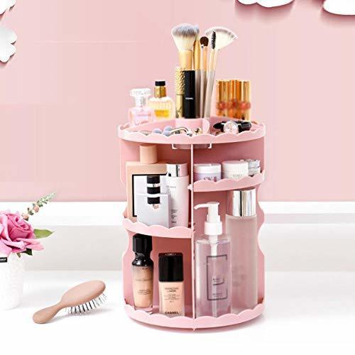 Social XIAOZHOU Caja de Almacenamiento de cosméticos 360 Grados Rotación Caja de Almacenamiento