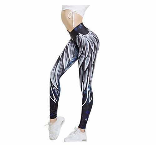 WUXEGHK Pantalones Deportivos Para Mujer Wing Impreso Yoga Skinny Workout Leggings Fitness