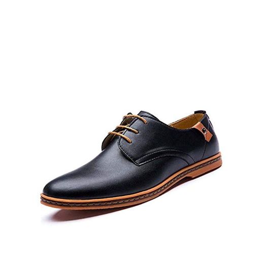 JINHONGH Oxford Zapatos de Cuero Zapatos de Vestir Plus Tamaño Negro Business