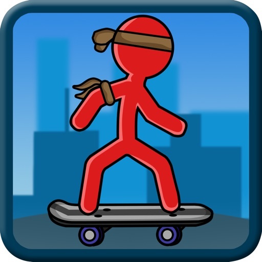 App Stick-Man Skate-boarding City Sport Block Jump