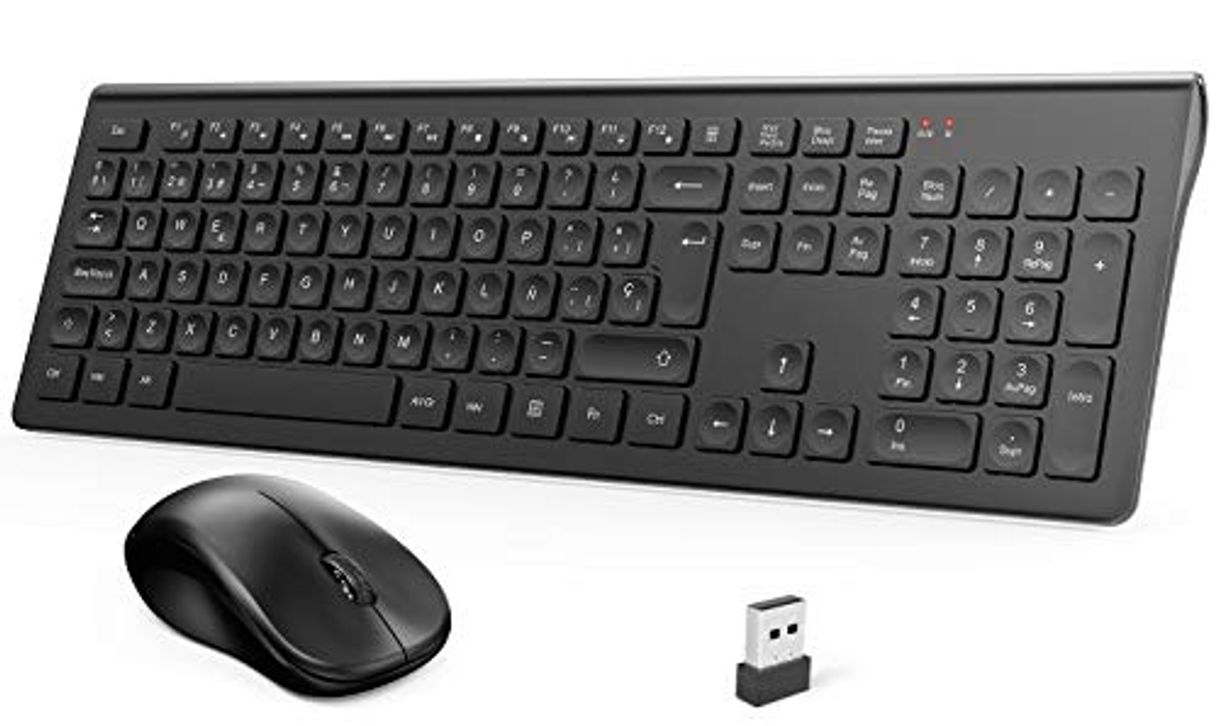 Electrónica TedGem Teclado Raton, 2.4G Teclado y Raton Inalámbrico, Teclado USB Español Inalambrico,