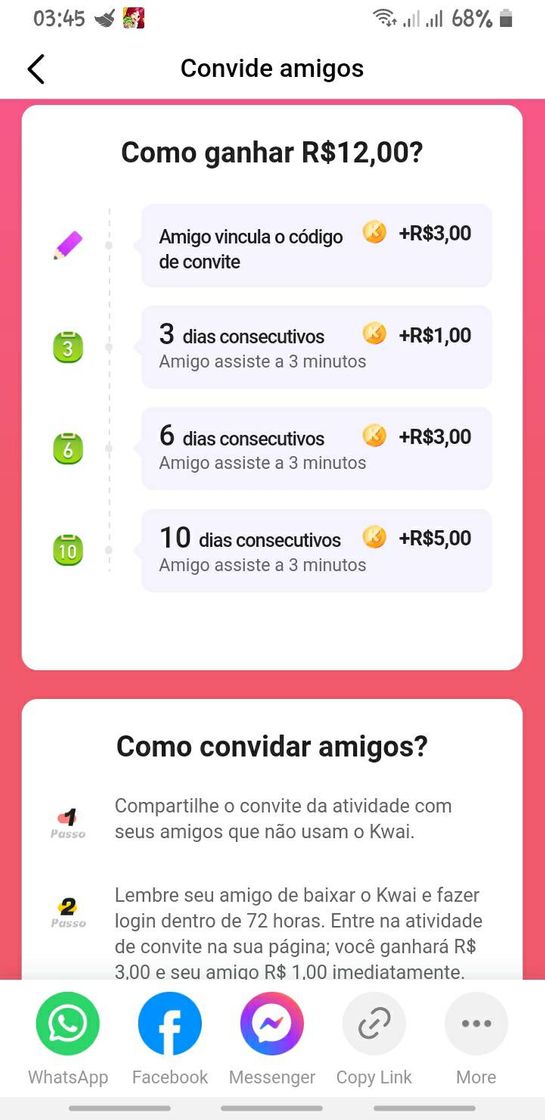 Fashion Aplicativo KWAI estar pagando 12 reais por indicações.