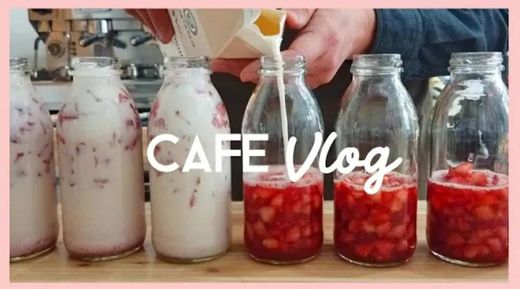 SUB) cafe vlog, 딸기우유, 수제청 맛집 카페, 카페사장 브이로그 ...