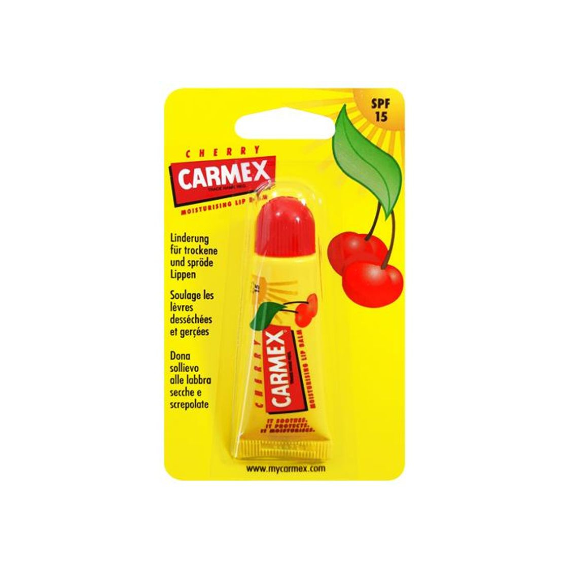 Product Carmex Cherry bálsamo para lábios em tubo SPF 15 