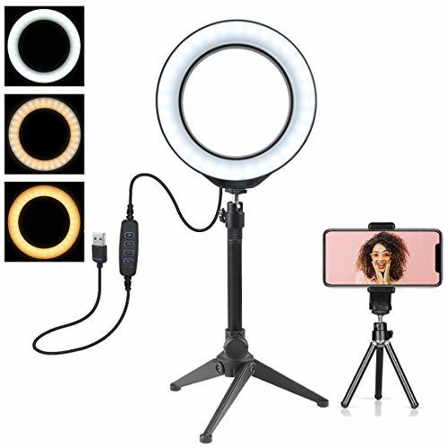 Place Anillo de luz LED 6.2"16cm con trípode para Video y Maquillaje de