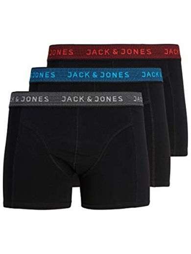 Jack & Jones Jacwaistband Trunks 3 Pack Noos Bóxer, Gris