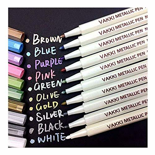 Social Rotuladores metálicos, rotuladores Vakki, juego de 10 colores surtidos para dibujo de