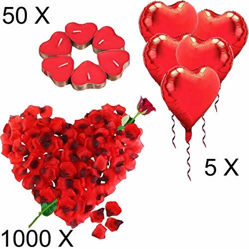 Social Kit Romántico de Velas y Pétalos. 50 Velas en Forma de Corazón