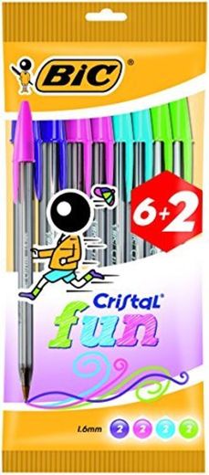 BIC Cristal Fun - Pack de 6+2 bolígrafos