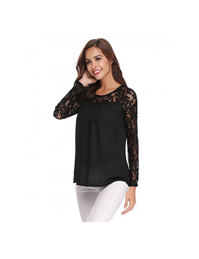 Producto Lenfesh Casual de Mujer Solid Camisa Manga Larga Blusa Camisas con Volantes