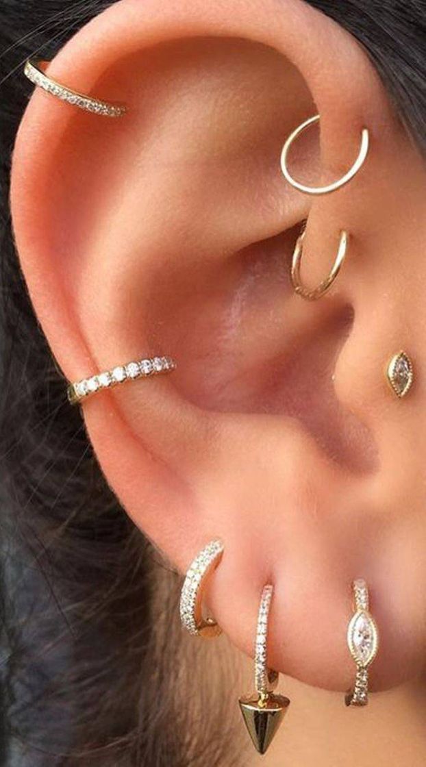 Cute multiple ear piercings