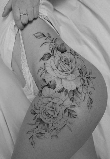 Roses tattoo hip