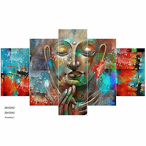 Products 5 Paneles Leinwand Kunst Moderne Wandbild Decoración para el hogar Buda Malerei