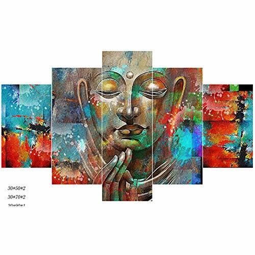 5 Paneles Leinwand Kunst Moderne Wandbild Decoración para el hogar Buda Malerei