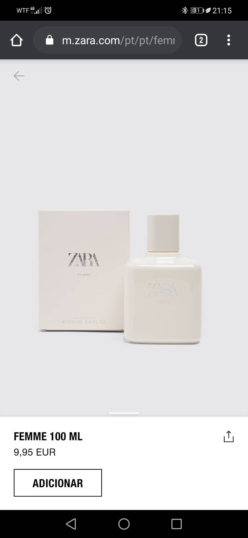 Product Perfume zara femme 