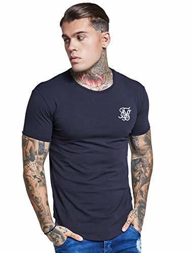 Sik Silk Hombre Hem curva Logo Gimnasio de la camiseta